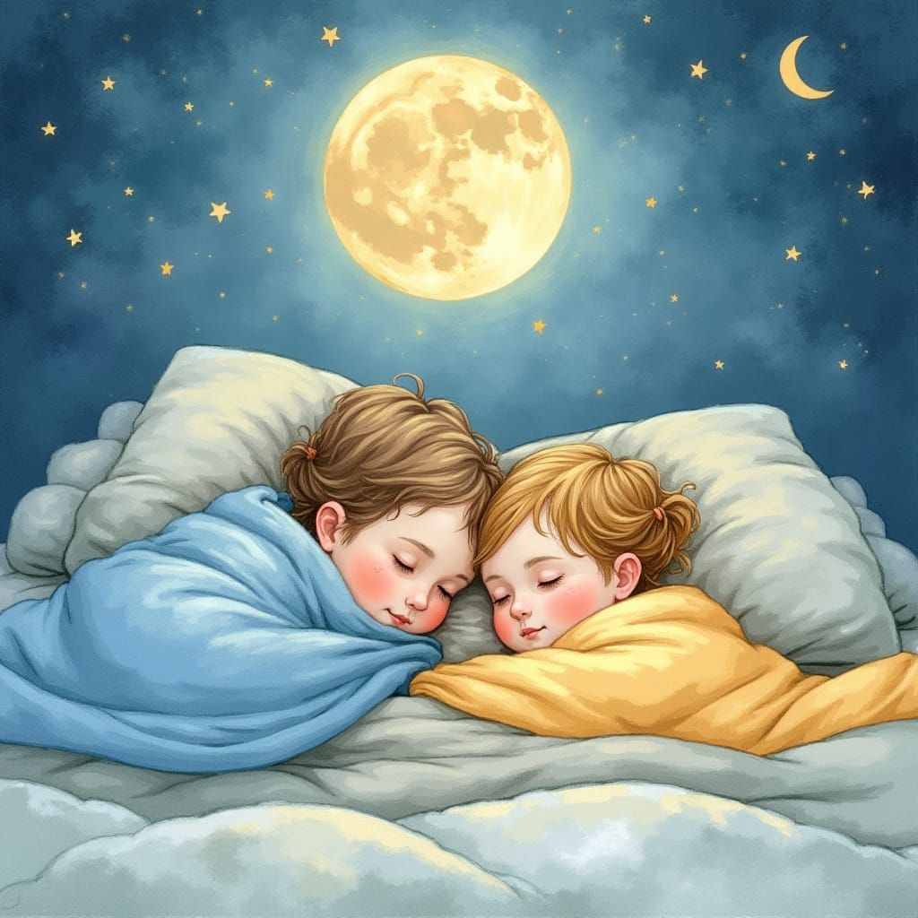 Dreamy Children's Illustration in Watercolor Style