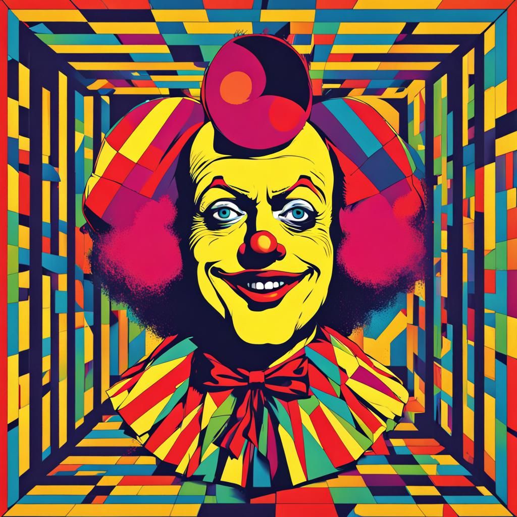 Triadic Clown in Bauhaus Geometric Style