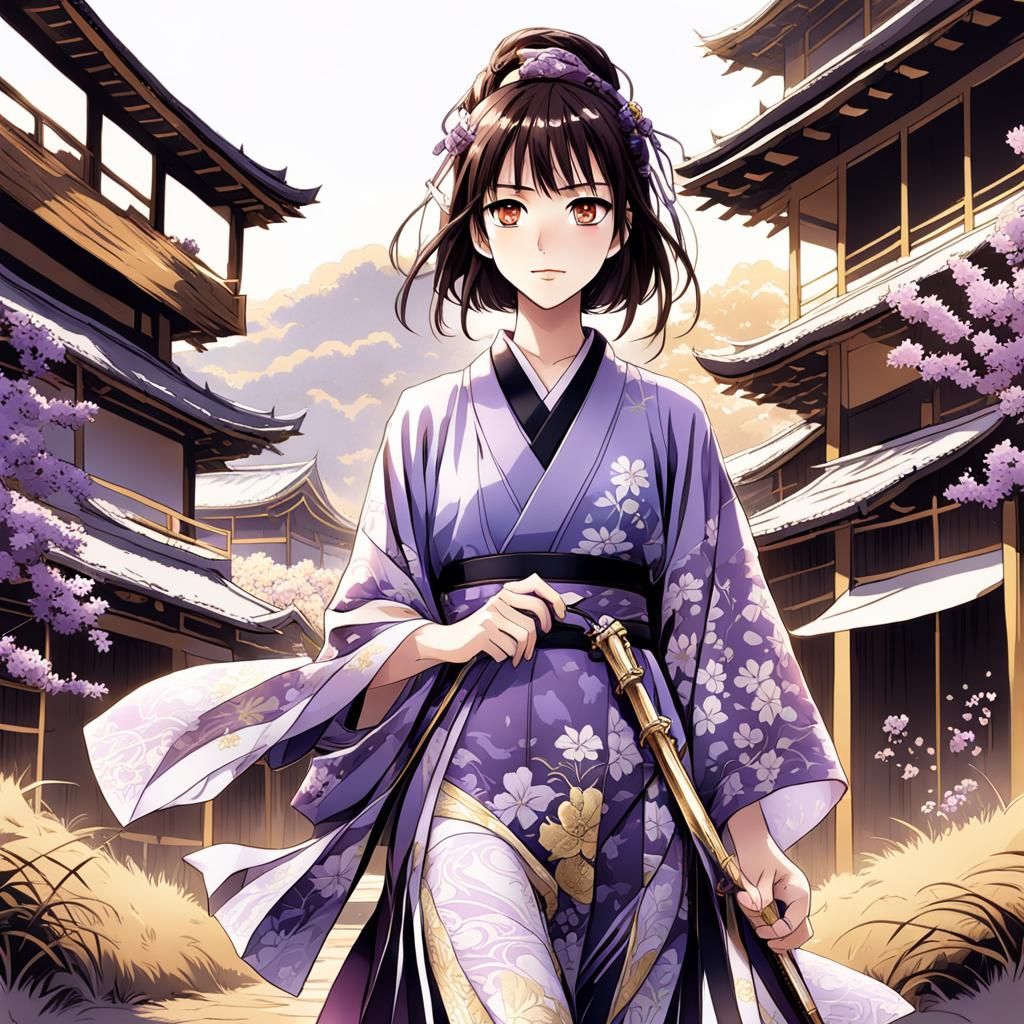 Elegant Young Woman in Traditional Japanese Attire