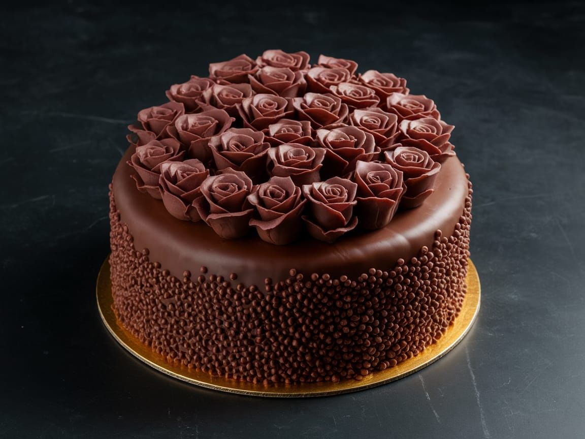 Chocolate Rose Bush Cake Decoration