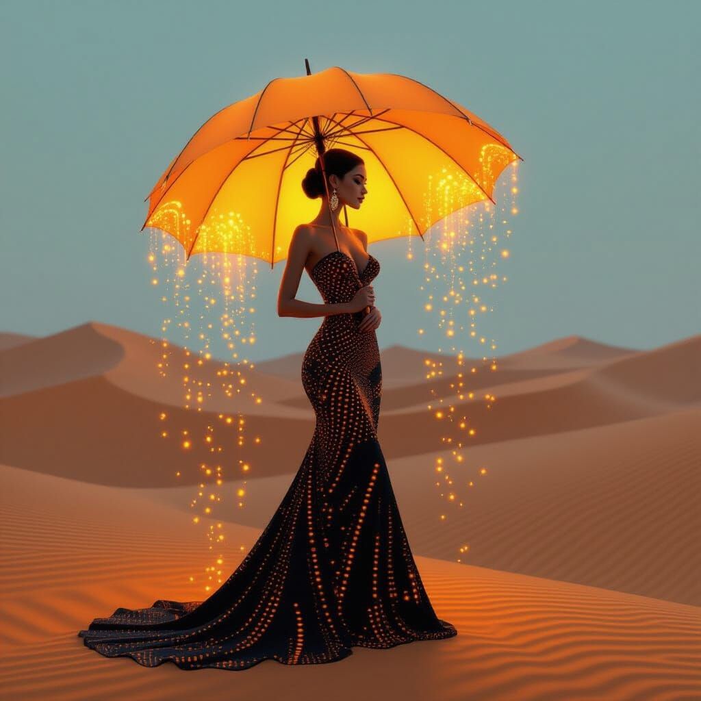 A surreal and ethereal image of a full body silhouette of an...