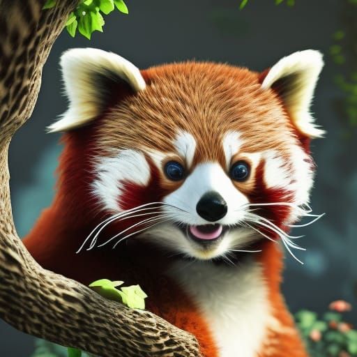 Cute Red Panda in Vibrant Digital Art