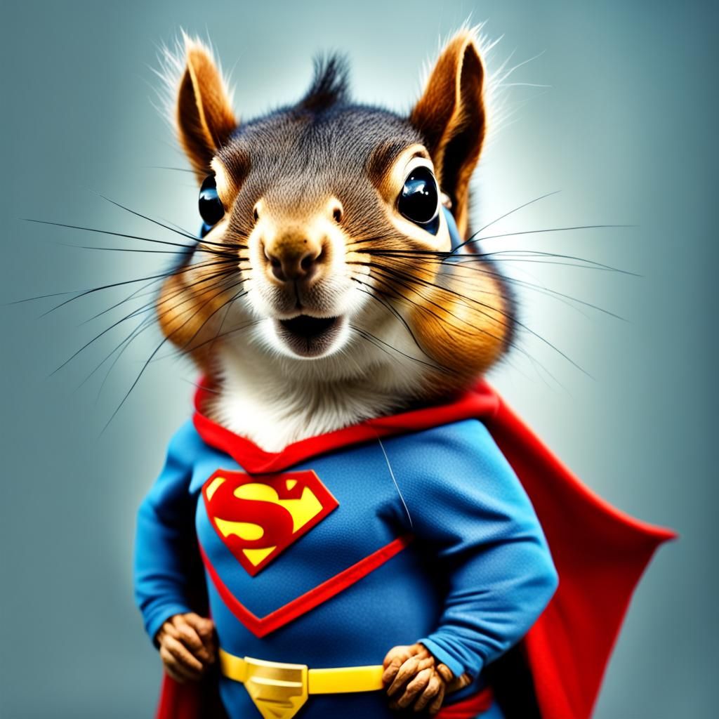 Squirrel in Superhero Costume