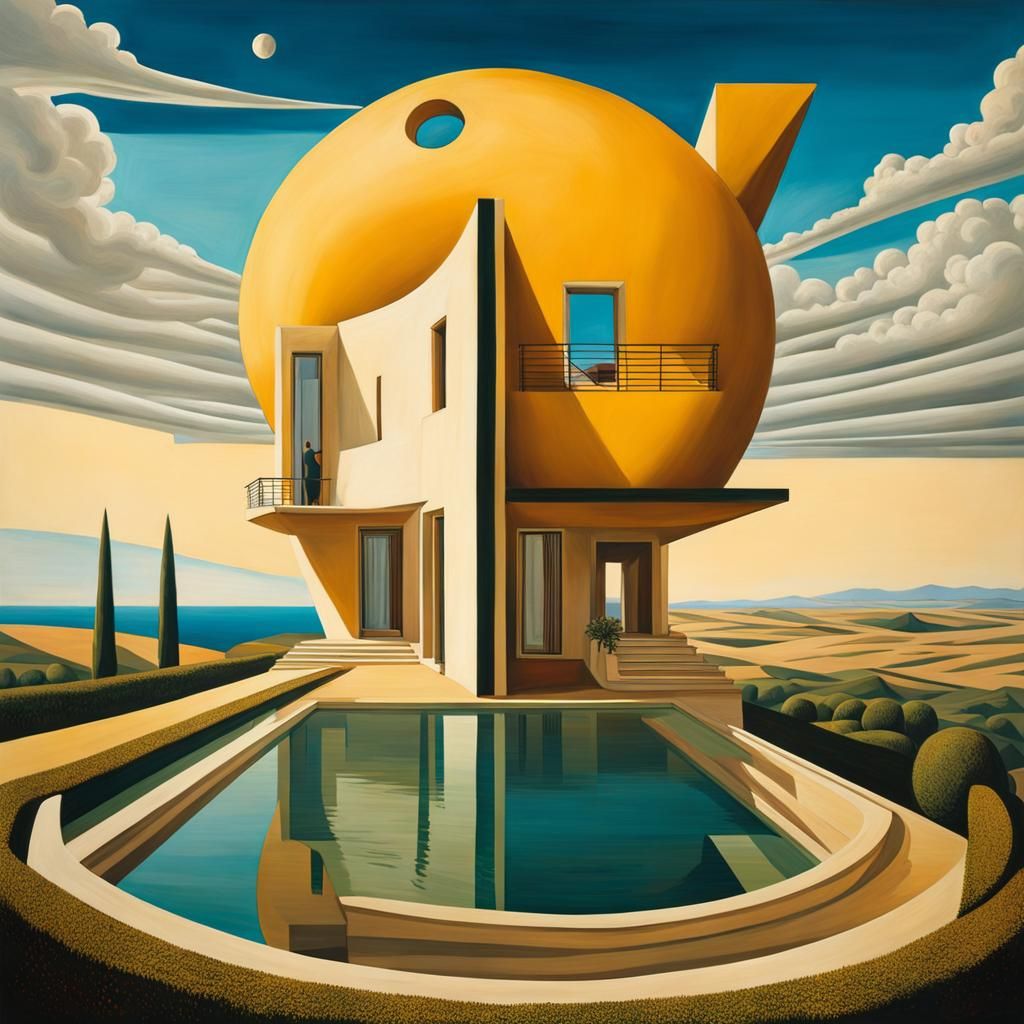 Surrealist Mansion Floating Above the Ground
