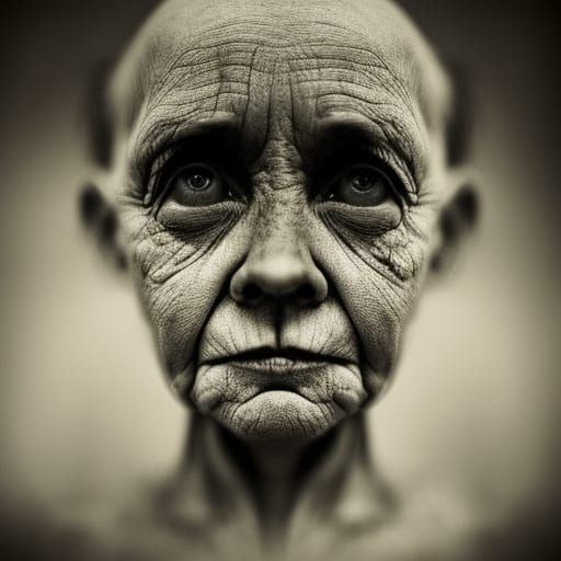 Haunting Close-up Portrait of an Antique Doll in Crepuscular...