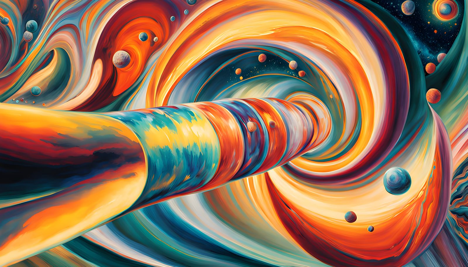 Surreal Cosmic Vortex in Vibrant Widebrush Oil Painting Styl...