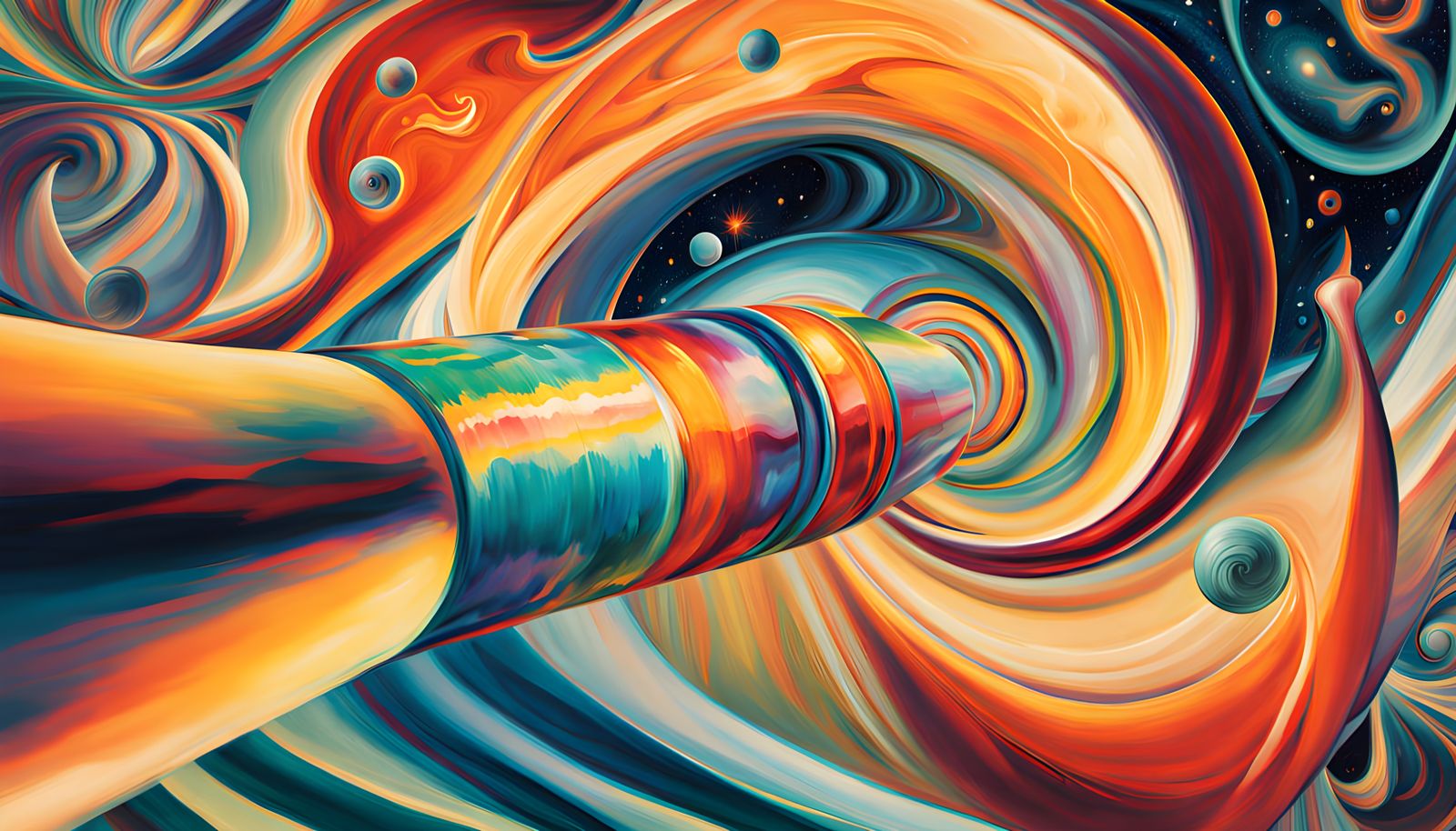 Cyberpunk Cylinder in Cosmic Vortex