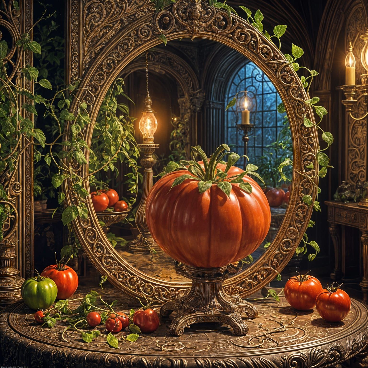 Ethereal Tomato Lamp in Medieval Settings