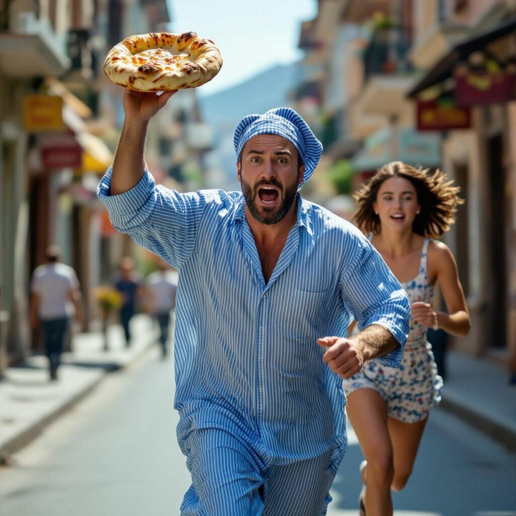 Man in Nightgown Flees with Khachapuri