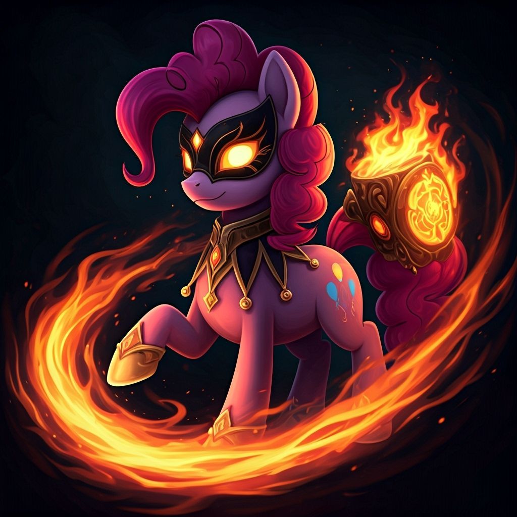 Pinkie Pie as Dark Fire Mage Jester in Anime Style