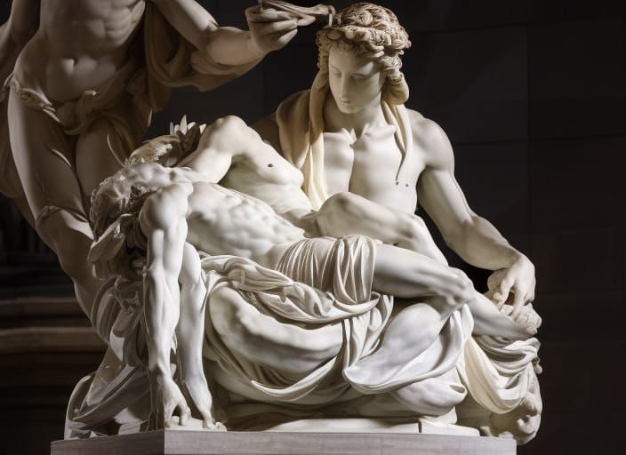 La Pietà: Marble Statue of Mary and Jesus