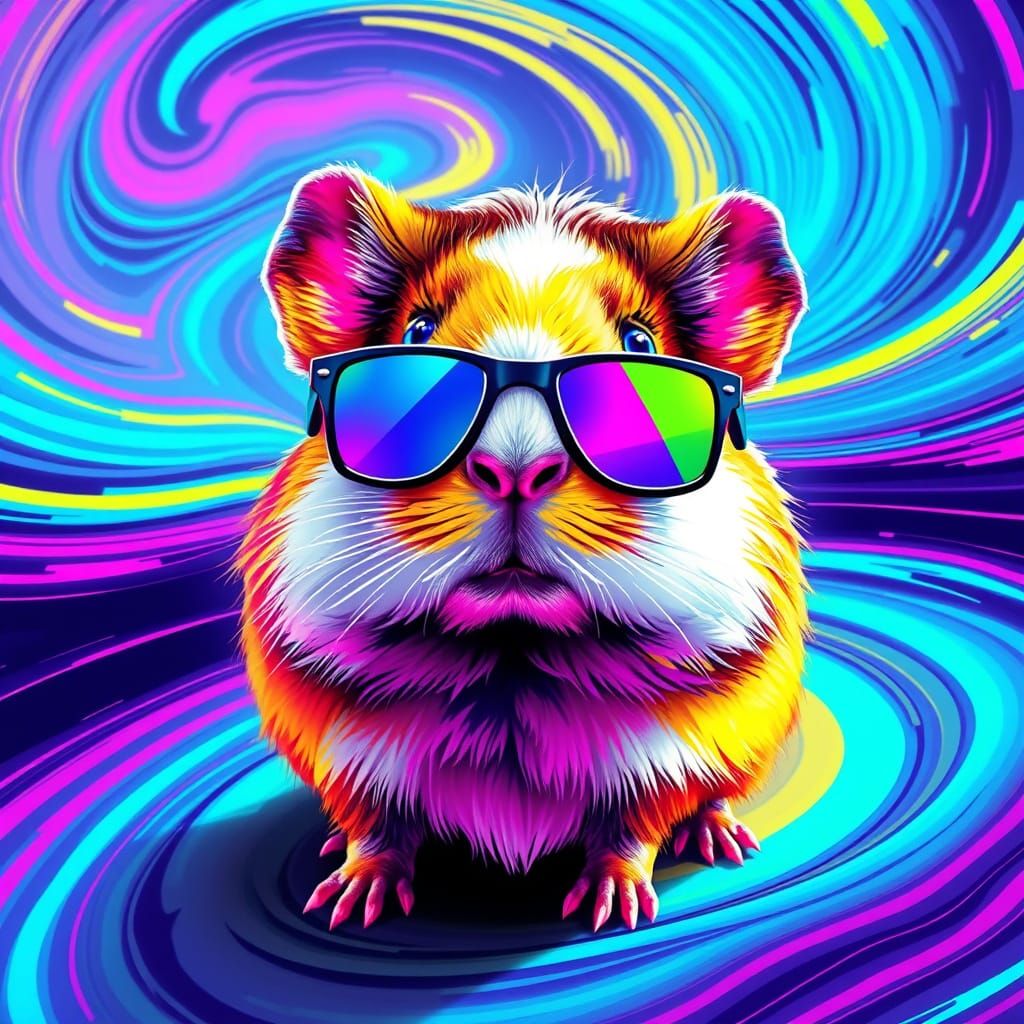 Guinea Pig in Sunglasses: Digital Art