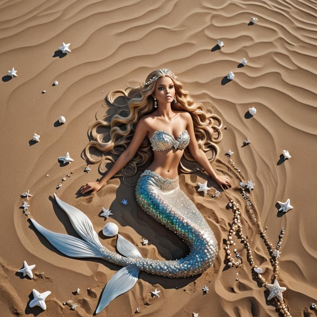 Enchanting Mermaid in Diamond and Pearl Tail