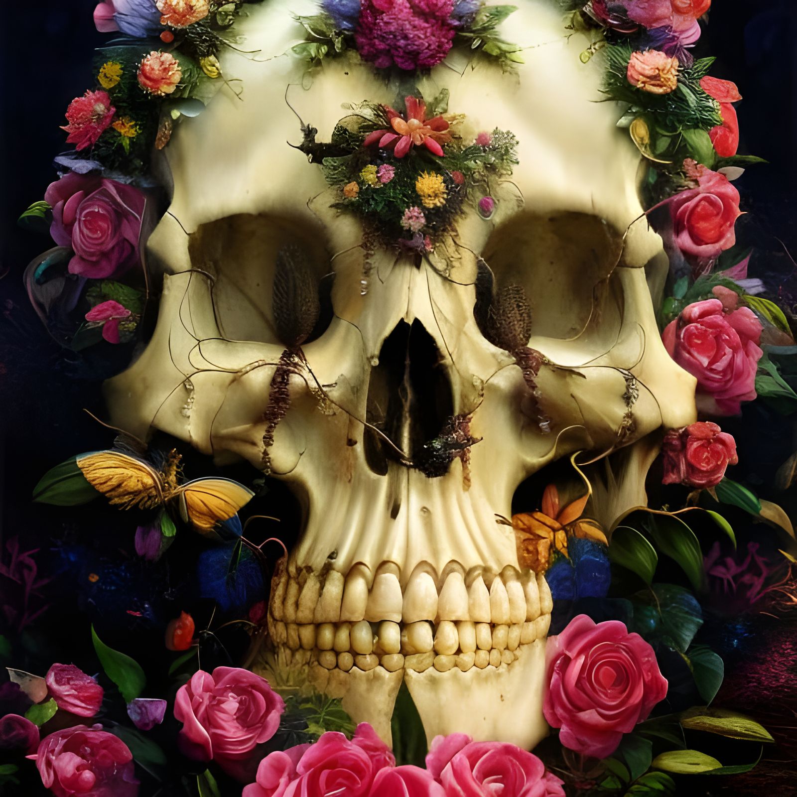 Hyperrealistic Skull Portrait in Dark Fantasy Style