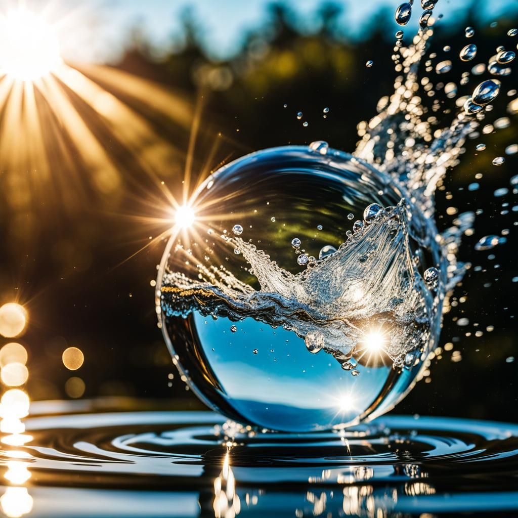 Floating Water Sphere with Radiant Reflections