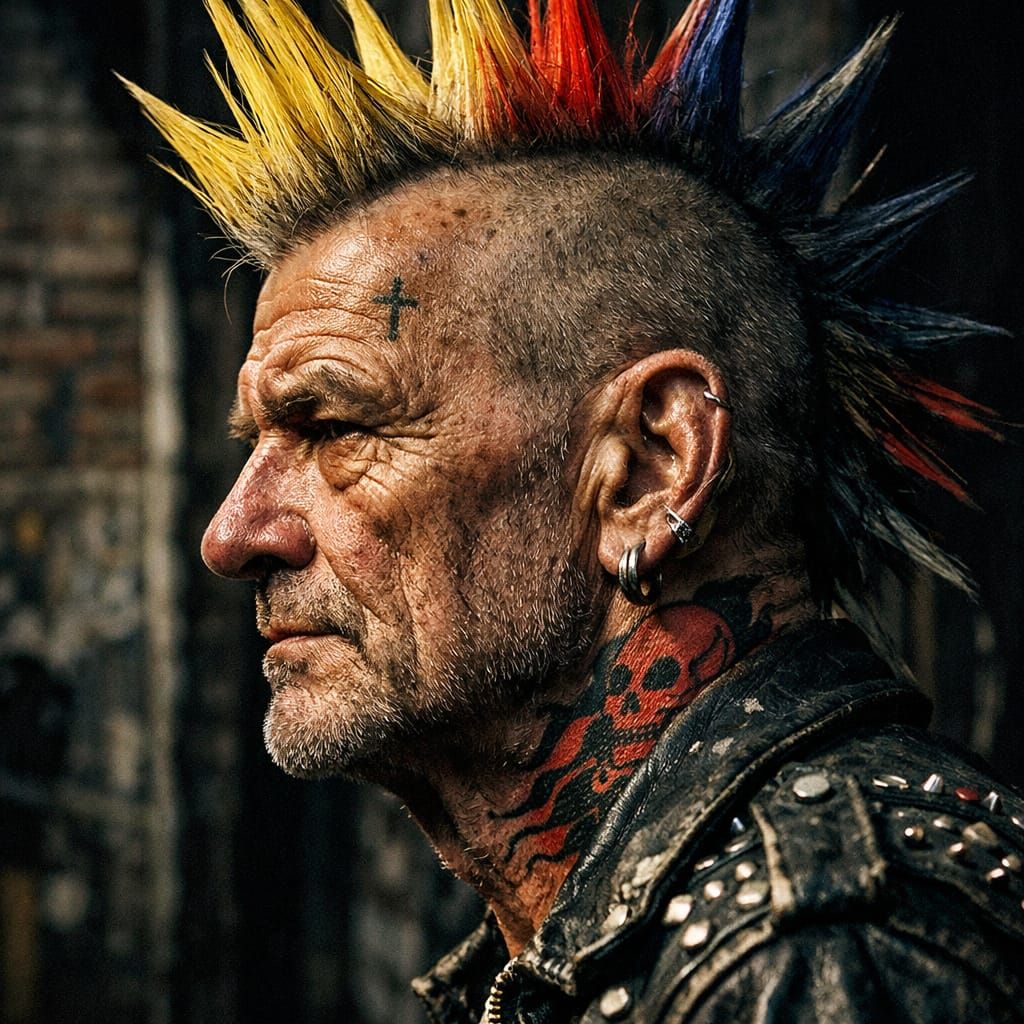 Punk Character Portrait with Spiked Mohawk