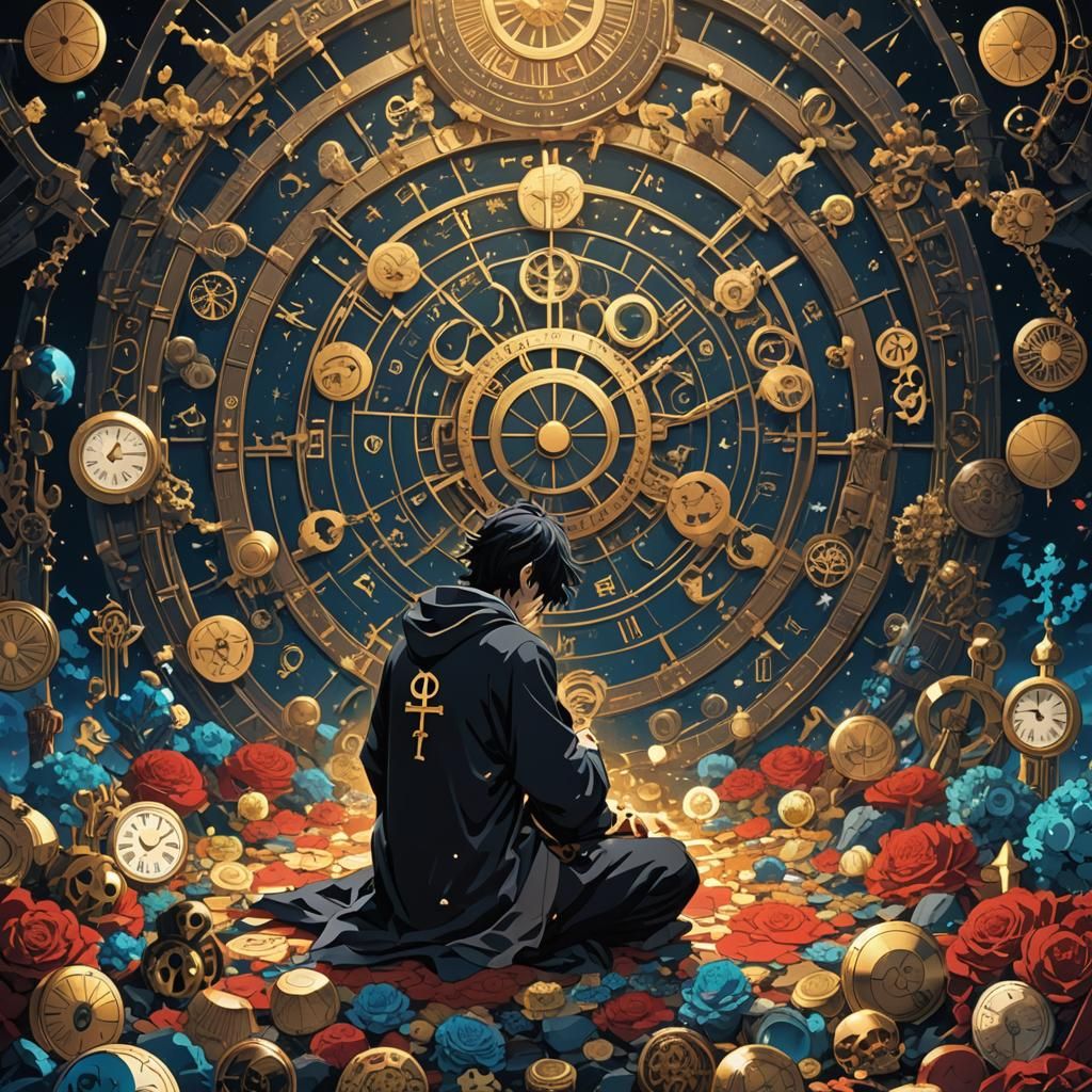 A God's Reflection: Timeless Existence in Vibrant Anime Styl...