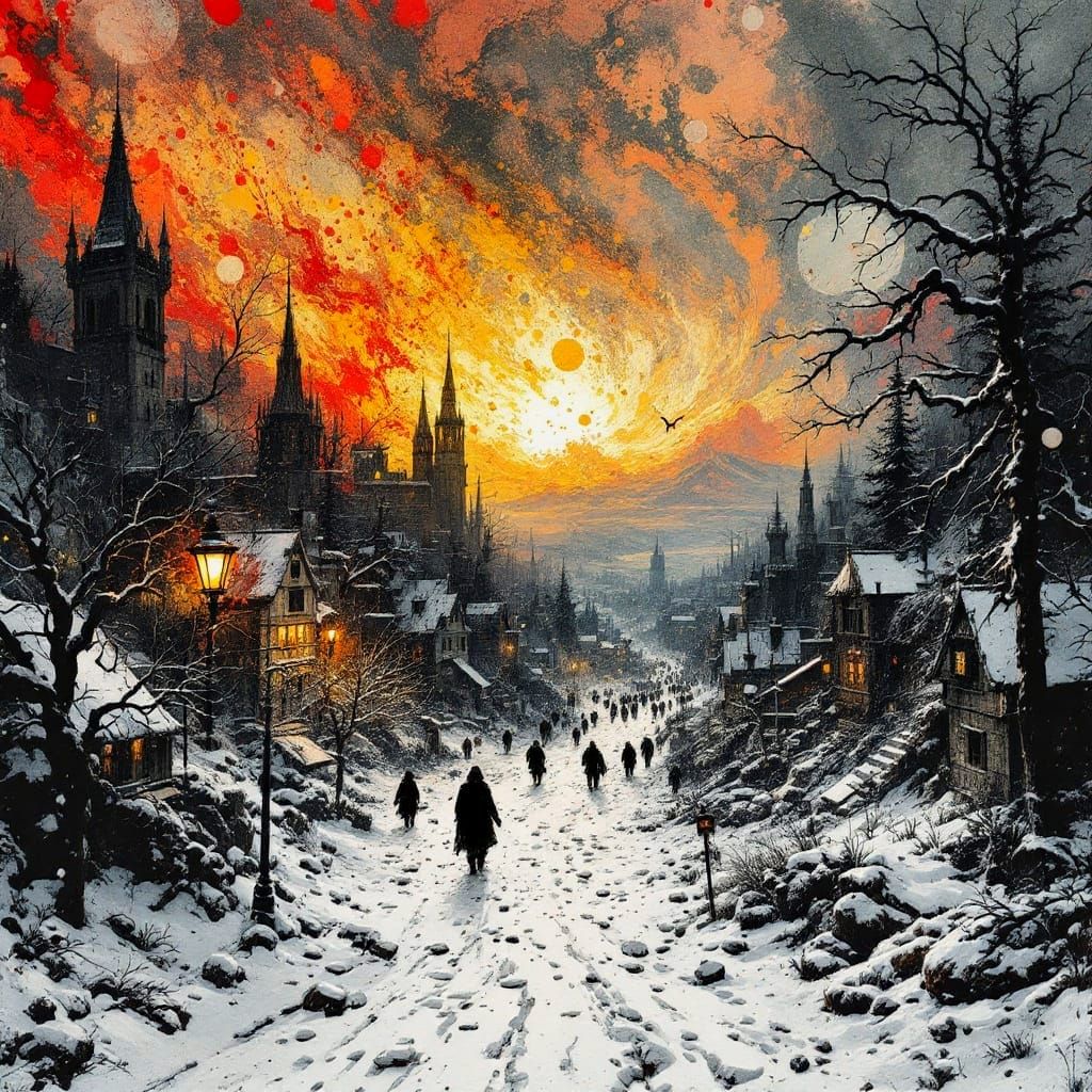 Surreal Winter Apocalypse City in Ink