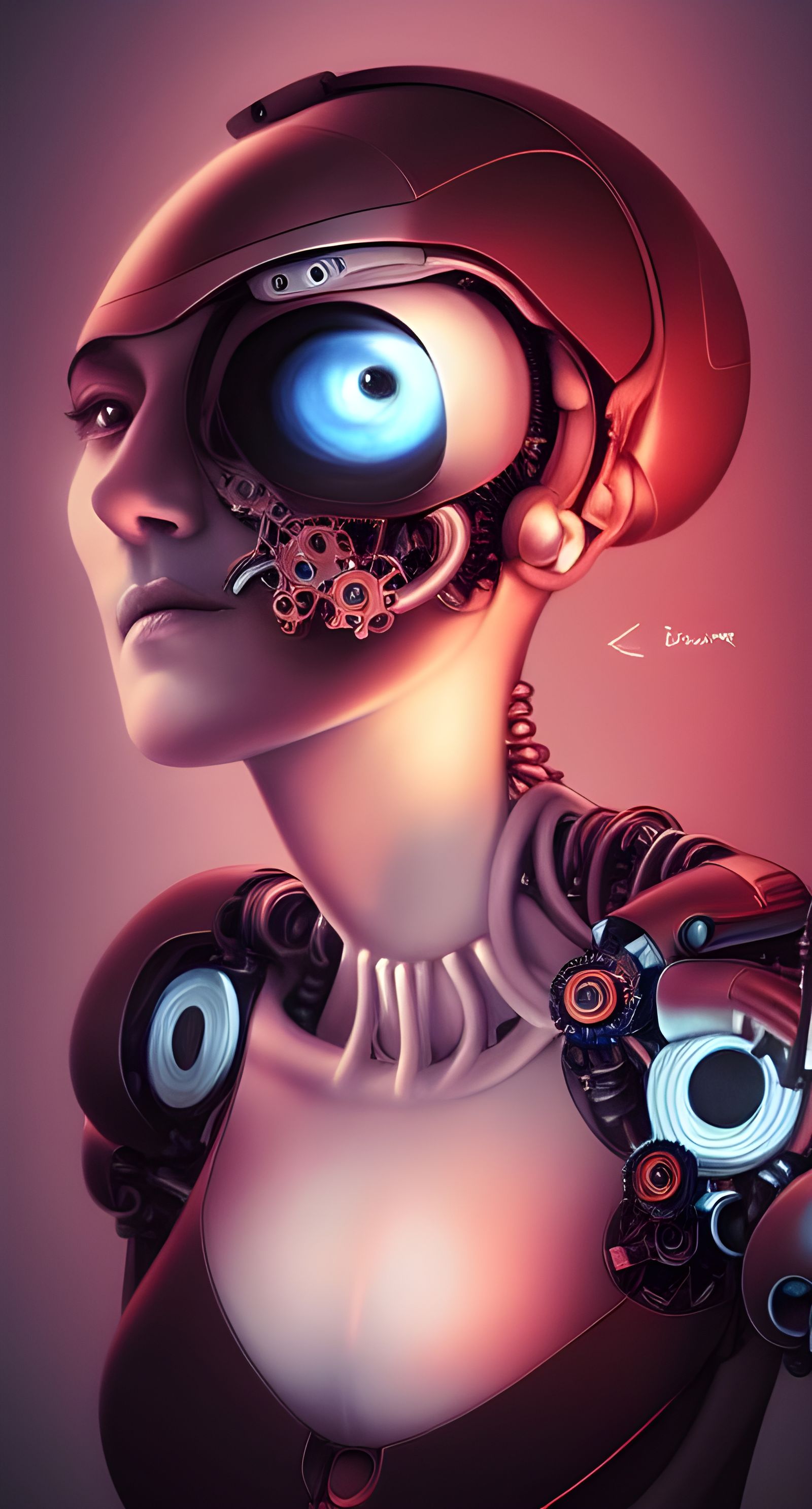 Cyborg Goddess with Beautiful Biomechanical Beauty