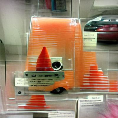 Retro Traffic Safety Cones as Cassette Tapes in Neon Hues