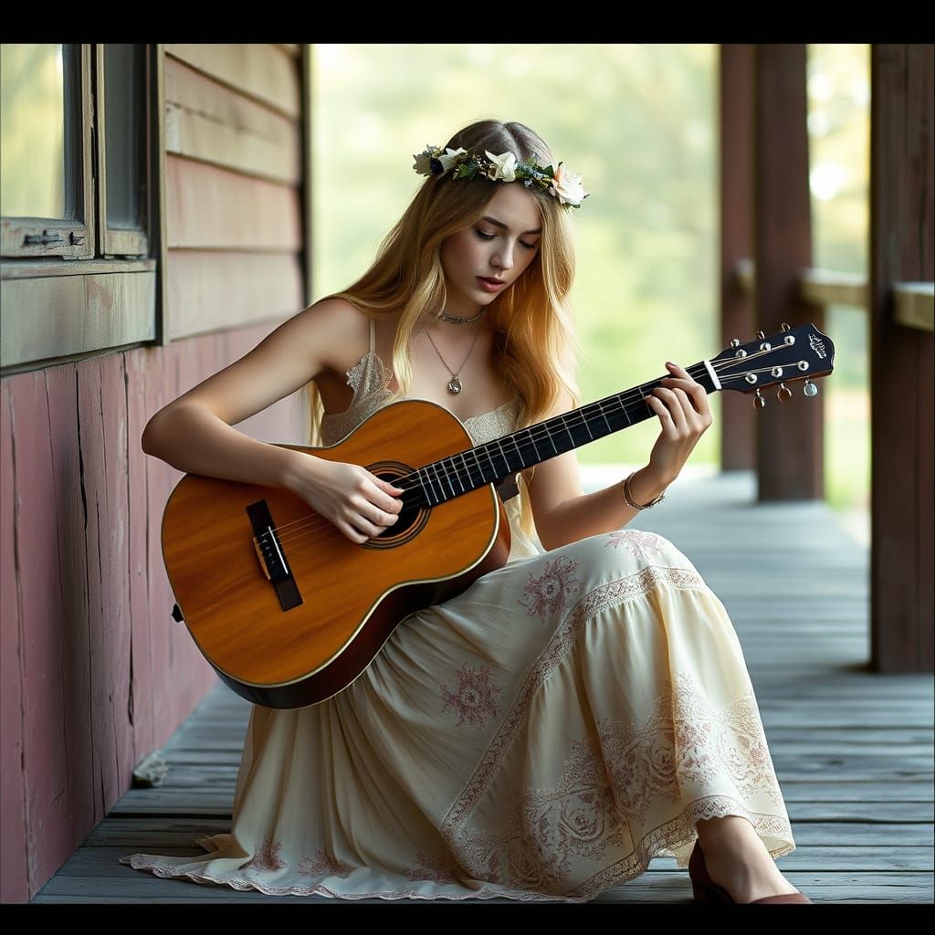 Bohemian Musician in Golden Hour Film Still