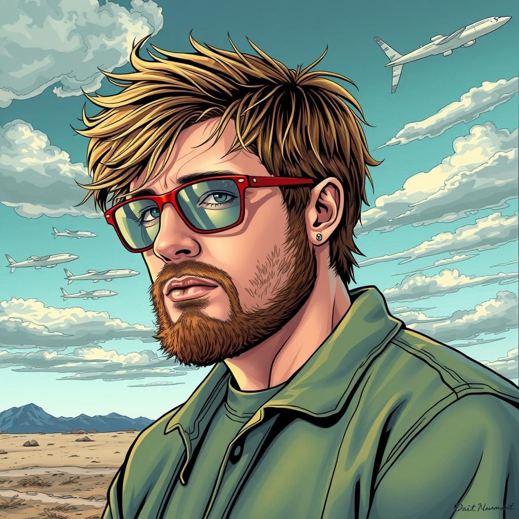 Surrealist Tribute to Music and Machines in Comic Book Style