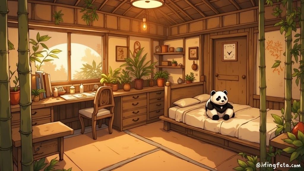 Bamboo Panda Anime Bedroom Sanctuary