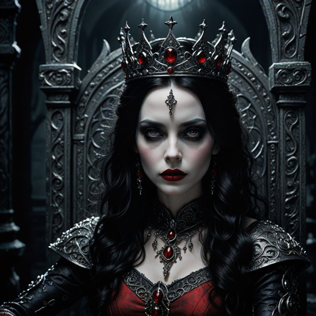 Regal Dark Beauty Reigns in Gothic Fantasy Portrait