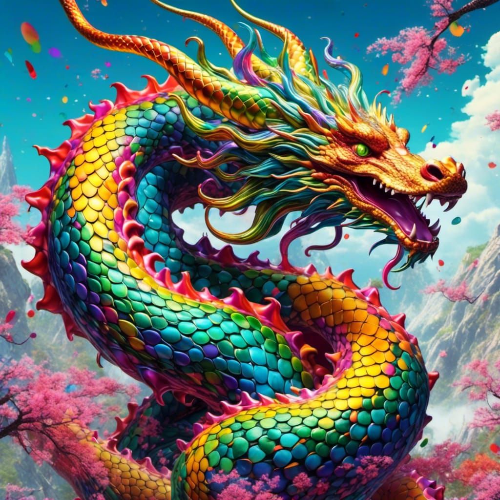 Majestic Chinese Dragon in Whimsical Fantasy Art