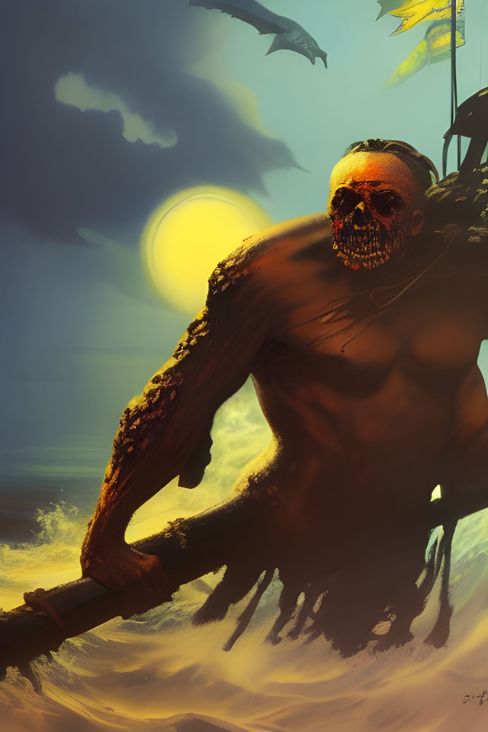 Colorful Horror Seascape in Photorealistic Style