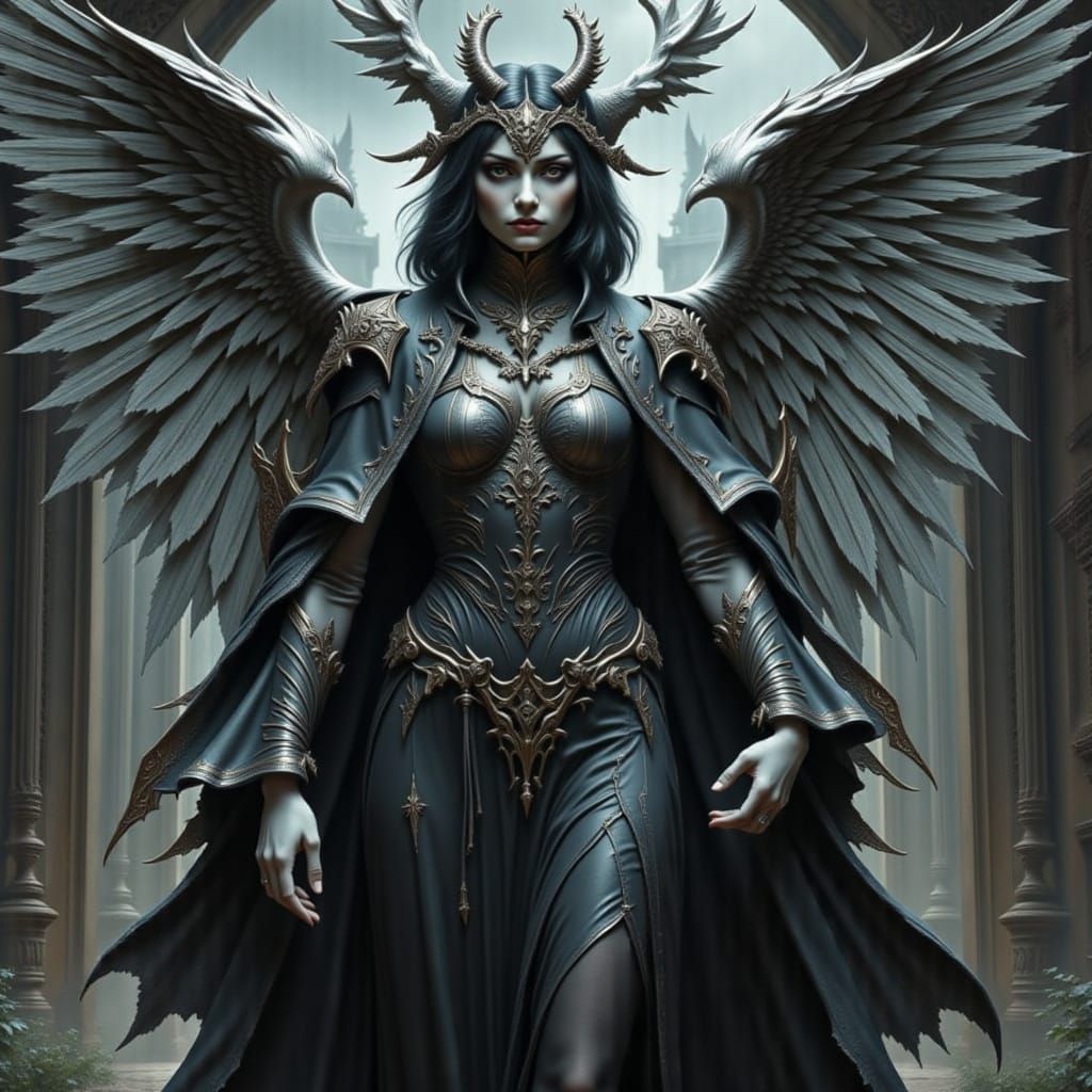 Gothic Angel Warrior in Dramatic Light