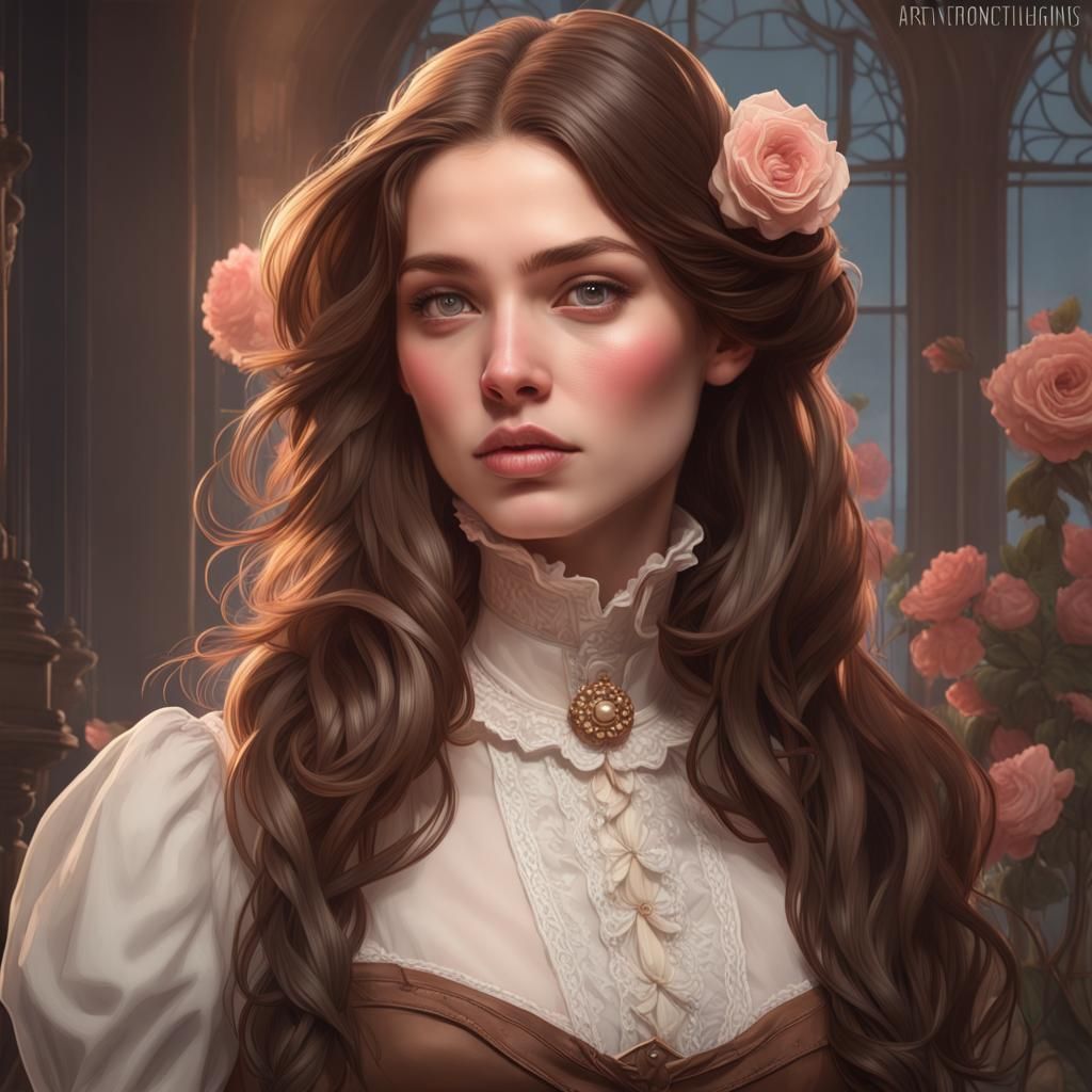 Elegant Victorian Siren in Cyberpunk Triadic Colors