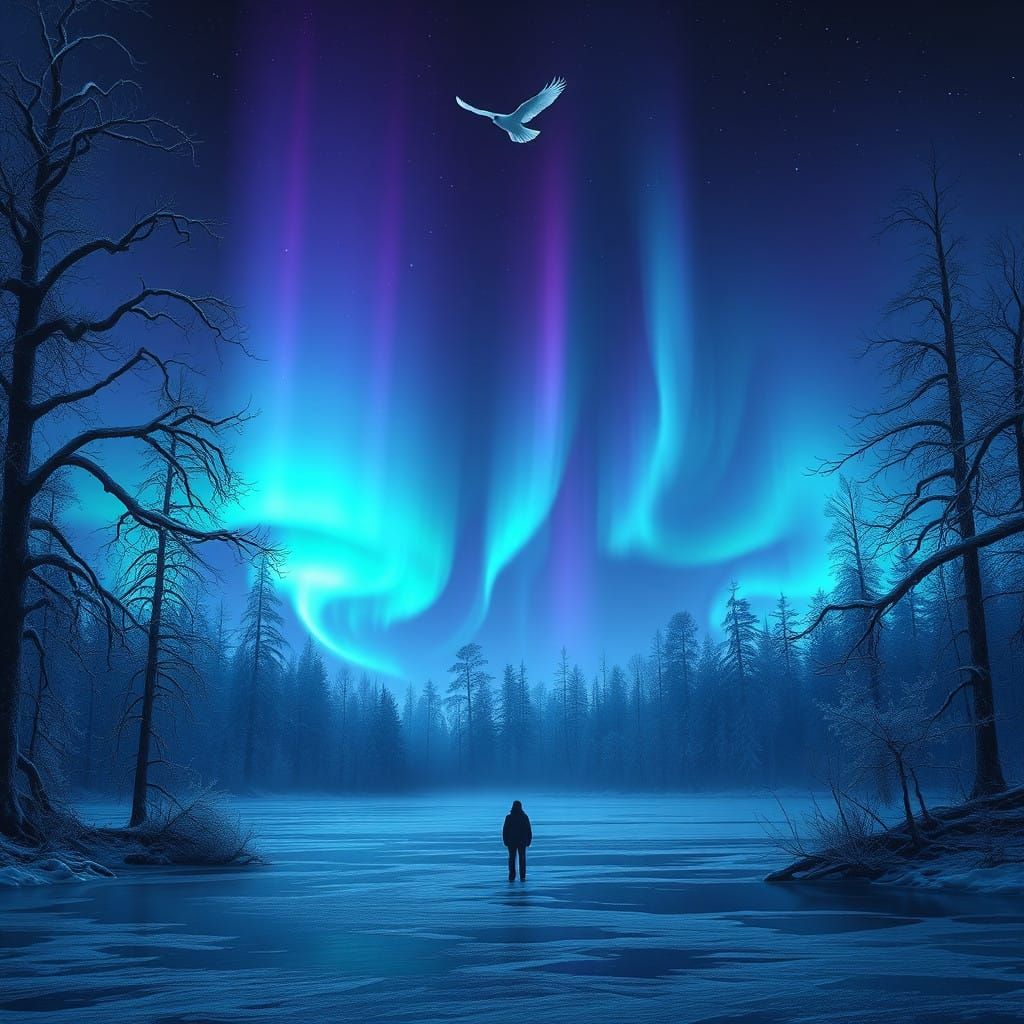 Ethereal Winter Scene in a Fantastical Landscape
