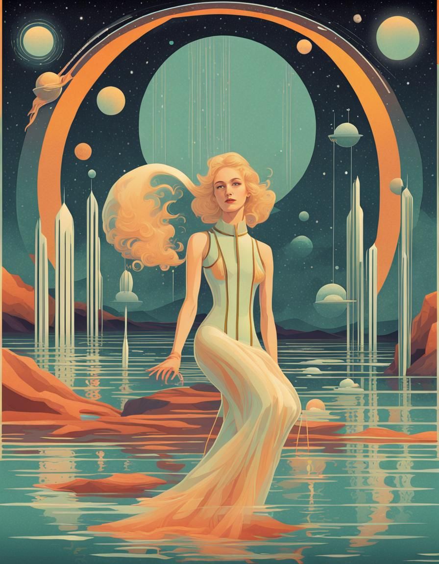 Ethereal Ambassador in Retrofuturistic Serenity