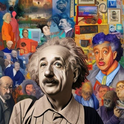 Einstein Masterpiece in Gouache Style