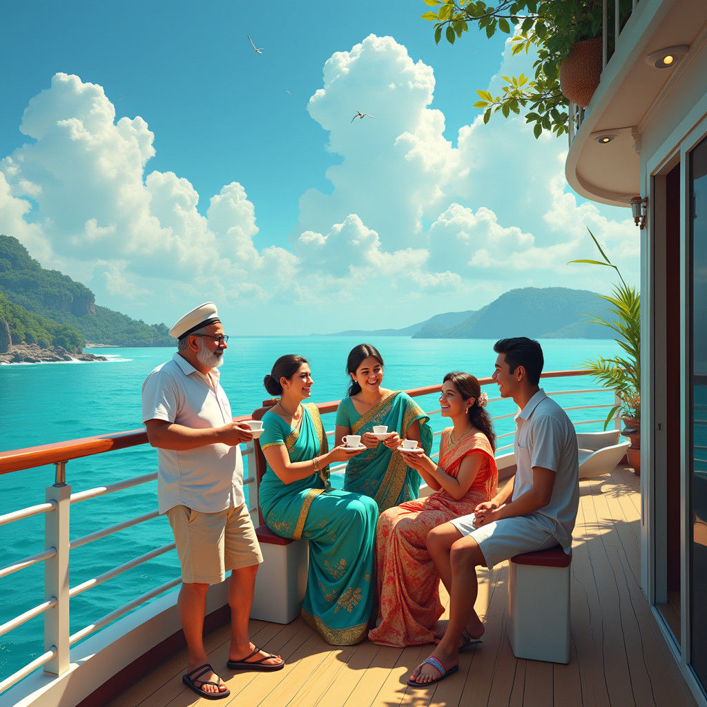 Loving Family on a Breezy Cruise