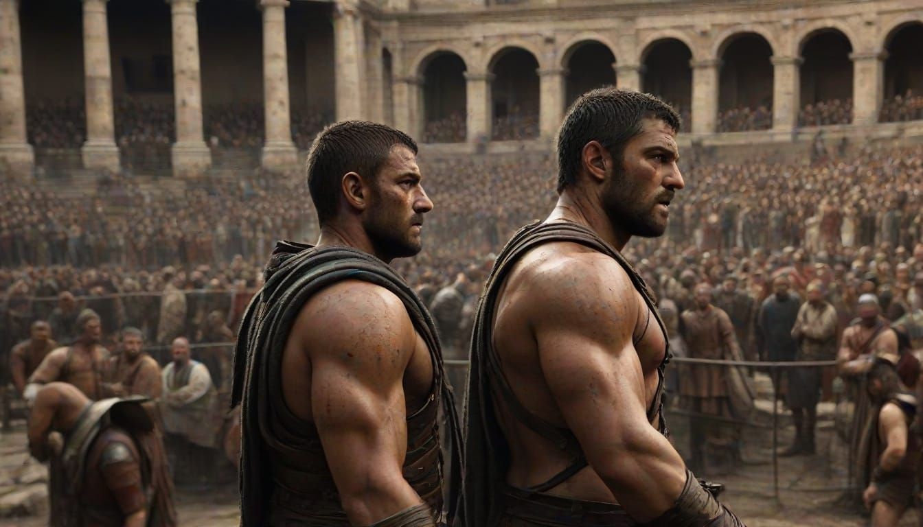 Ancient Roman Gladiator in Grand Amphitheater