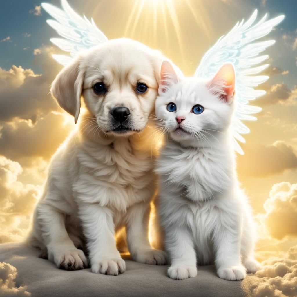 Heavenly Angelic Pets in Celestial Soft Focus