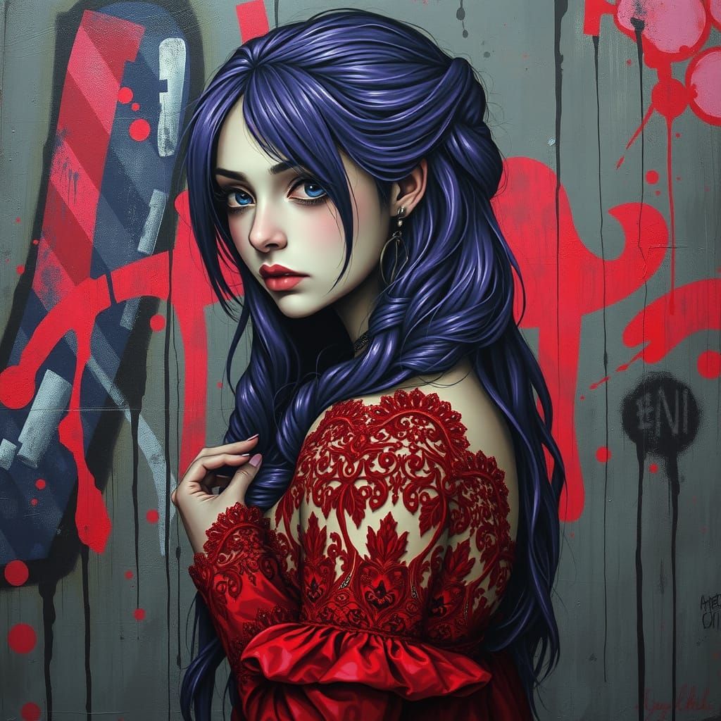 Ethereal Gothic Beauty with Plum Purple Hair