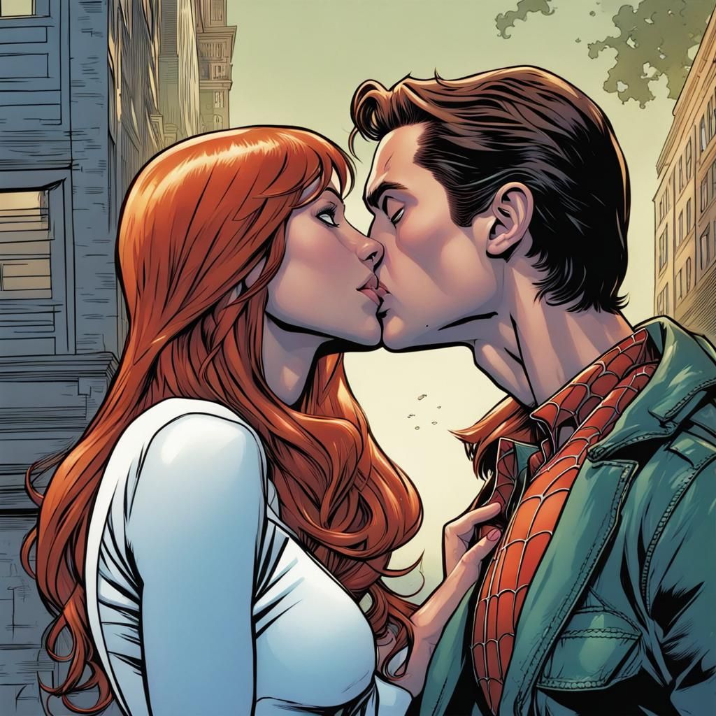 Superhero Romance in Comic Book Art Style