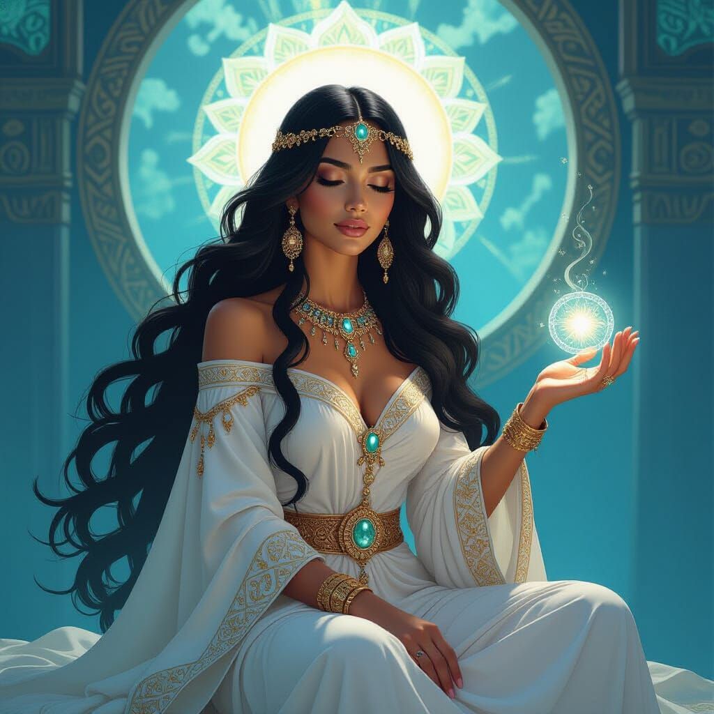 Atlantean High Priestess with Ethereal Aura