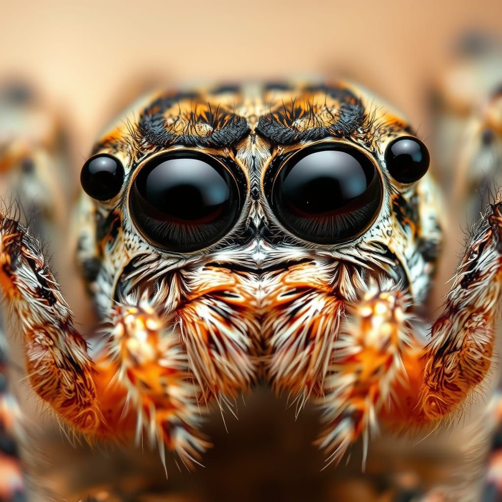 Vibrant Spider Eyes Set Against Earthy Background