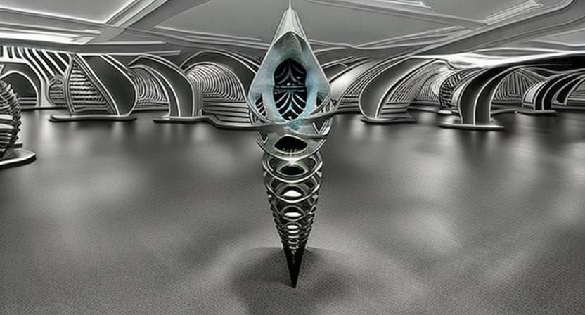 Space Station Marketplace in Intricate Escher-Giger Style