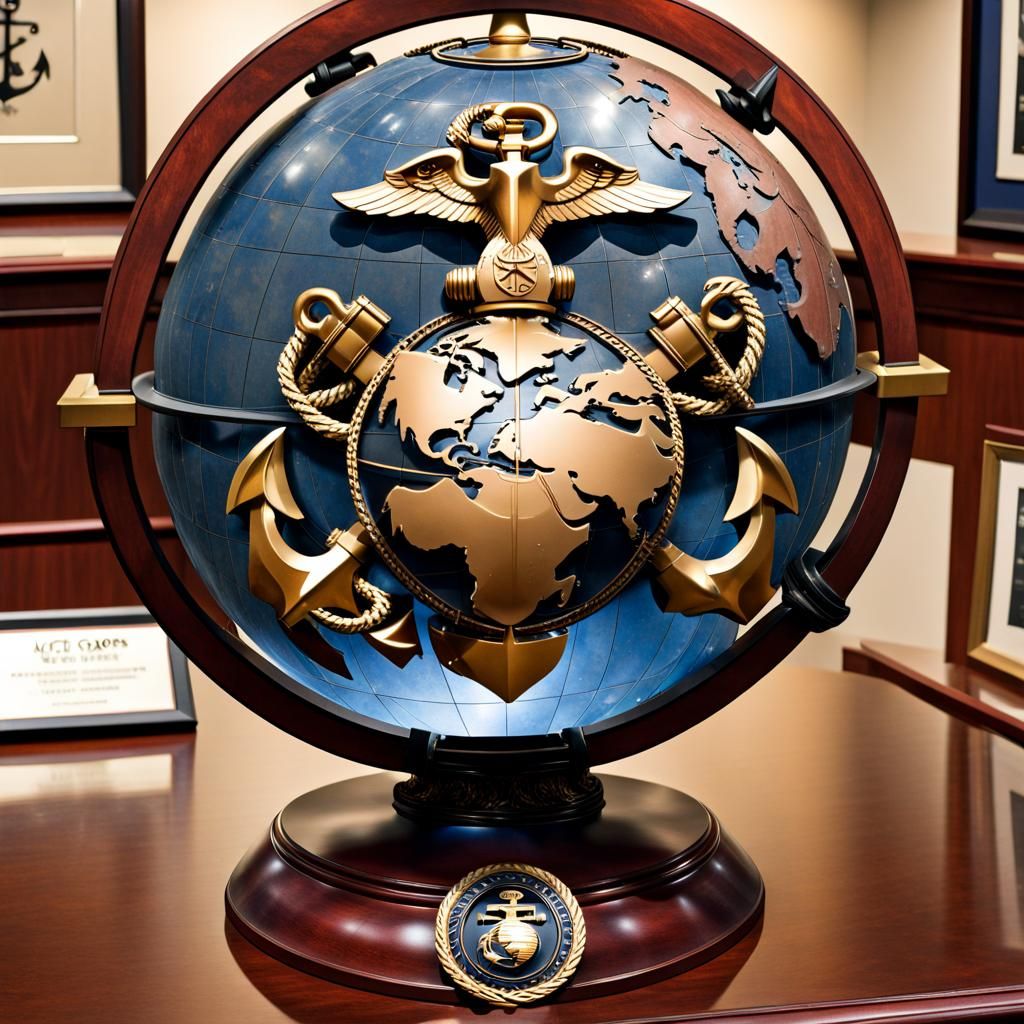 Eagle Globe and Anchor on display