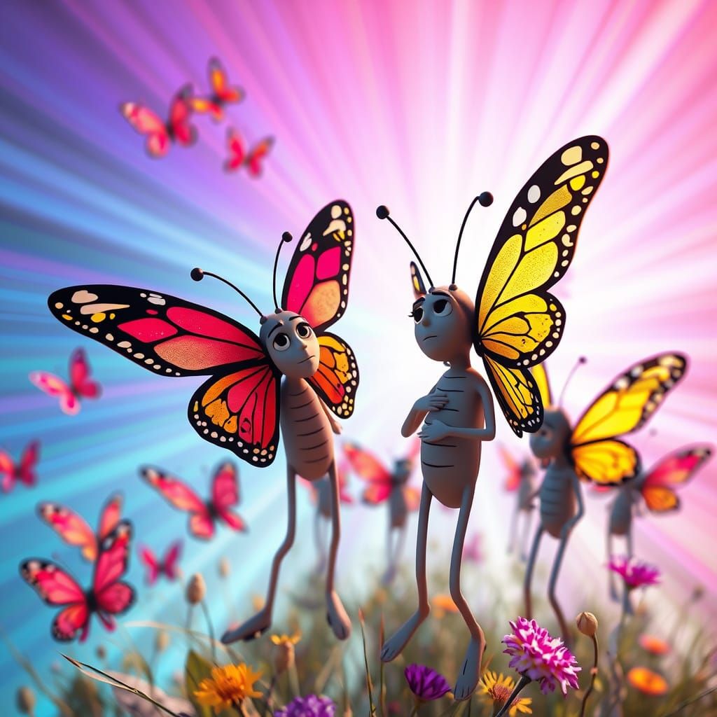 Confused Butterfly People: 3D Digital Art