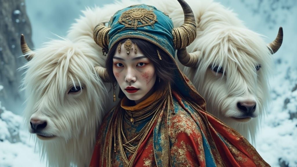 Himalayan Herder on Exoplanet in Gritty Digital Art