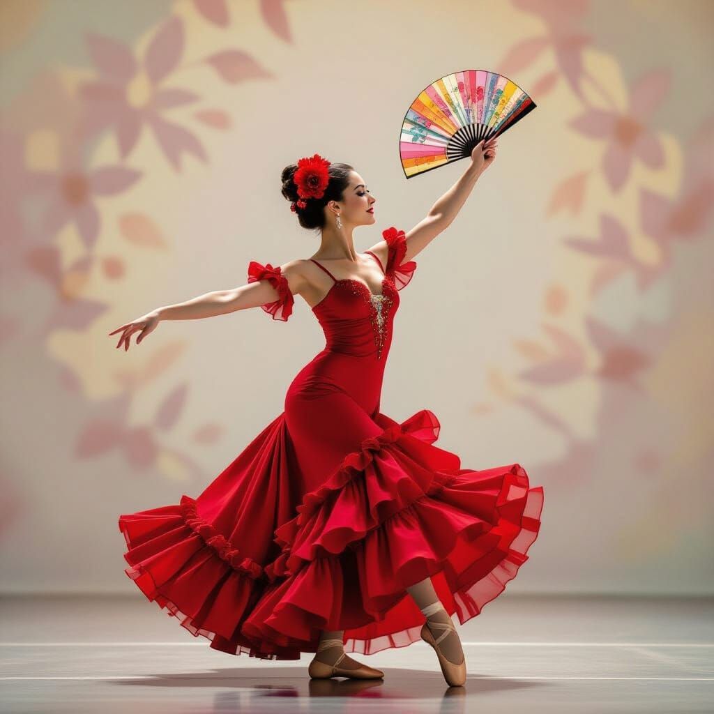 Ballerina's Flamenco Dance, Impressionist Style