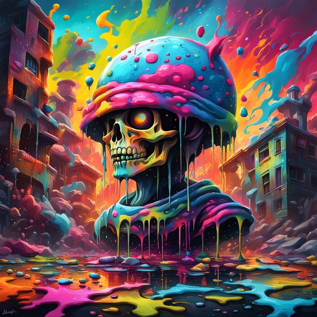 Dark Fantasy Art in Vibrant Colours by Acrylic and Oil Gouac...