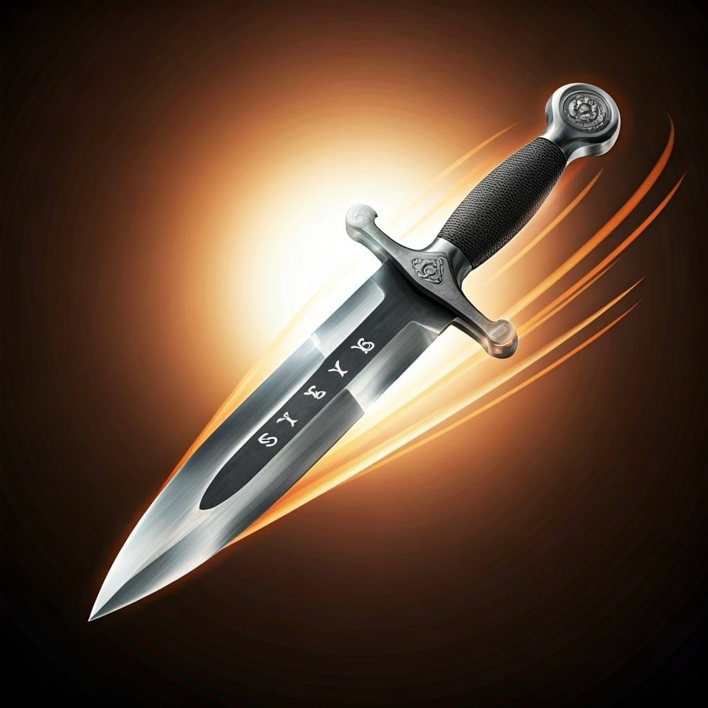 Sleek Stiletto Dagger in Ethereal Flight, Speed Lines and Sy...