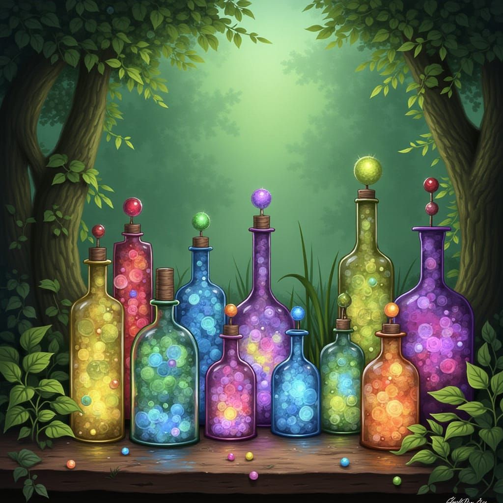 Enchanting Plant Growth Potions in Magical Bottles
